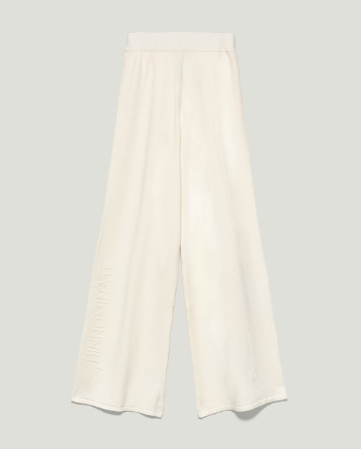 Pantalone In Maglieria Bianco Burro