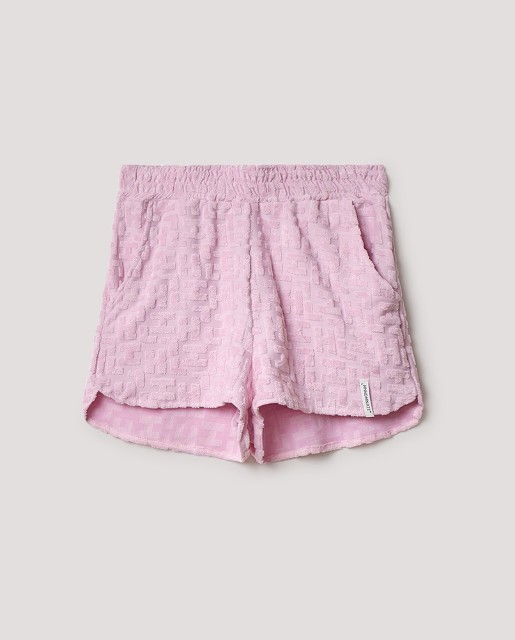Shorts In Spugna Con Etichetta Rosa Tiariè