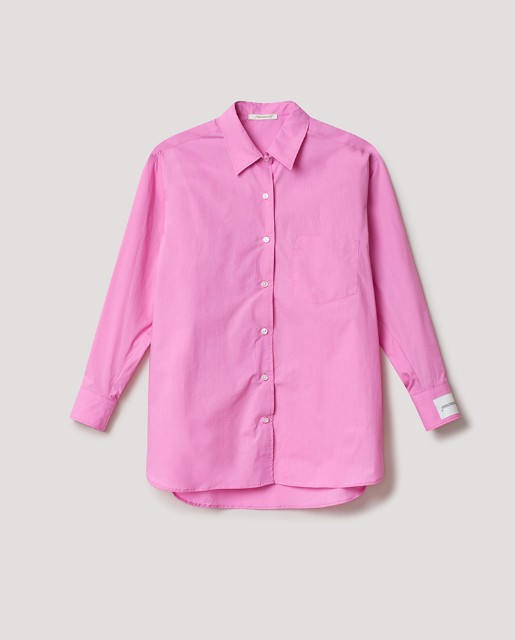 Camicia In Cotone Over Con Etichetta Sul Polso Rosa Tiariè