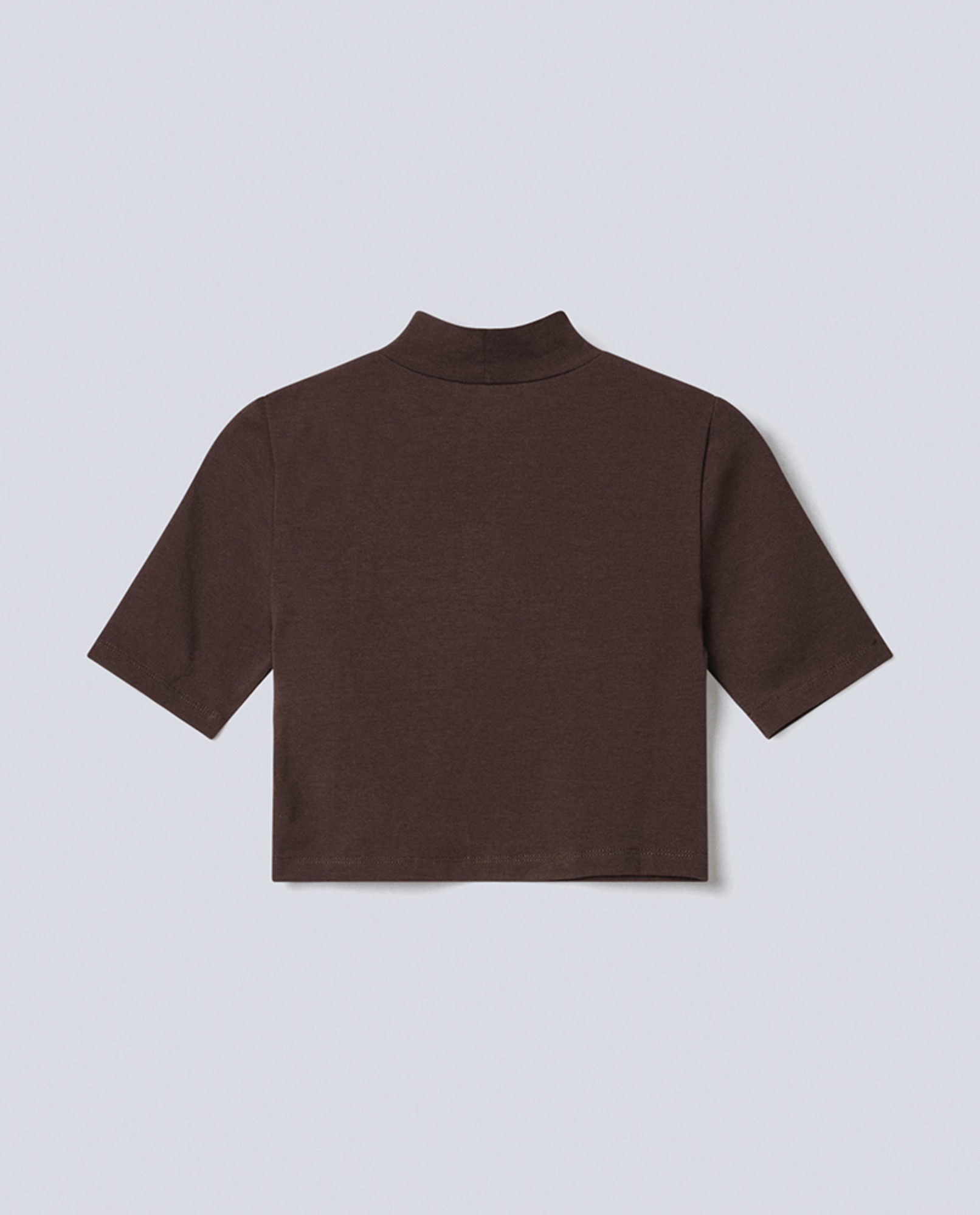 Crop Top A Mezza Manica In Bielastico Moro
