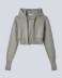 Maglia Corta Cappuccio Con Ricamo Grigio Melange