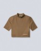 Crop Top A Mezza Manica In Bielastico  • Tortora