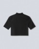 Crop Top A Mezza Manica In Bielastico •  Nero