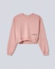 Picture of Cropped crew neck sweatshirt with print Old Rose