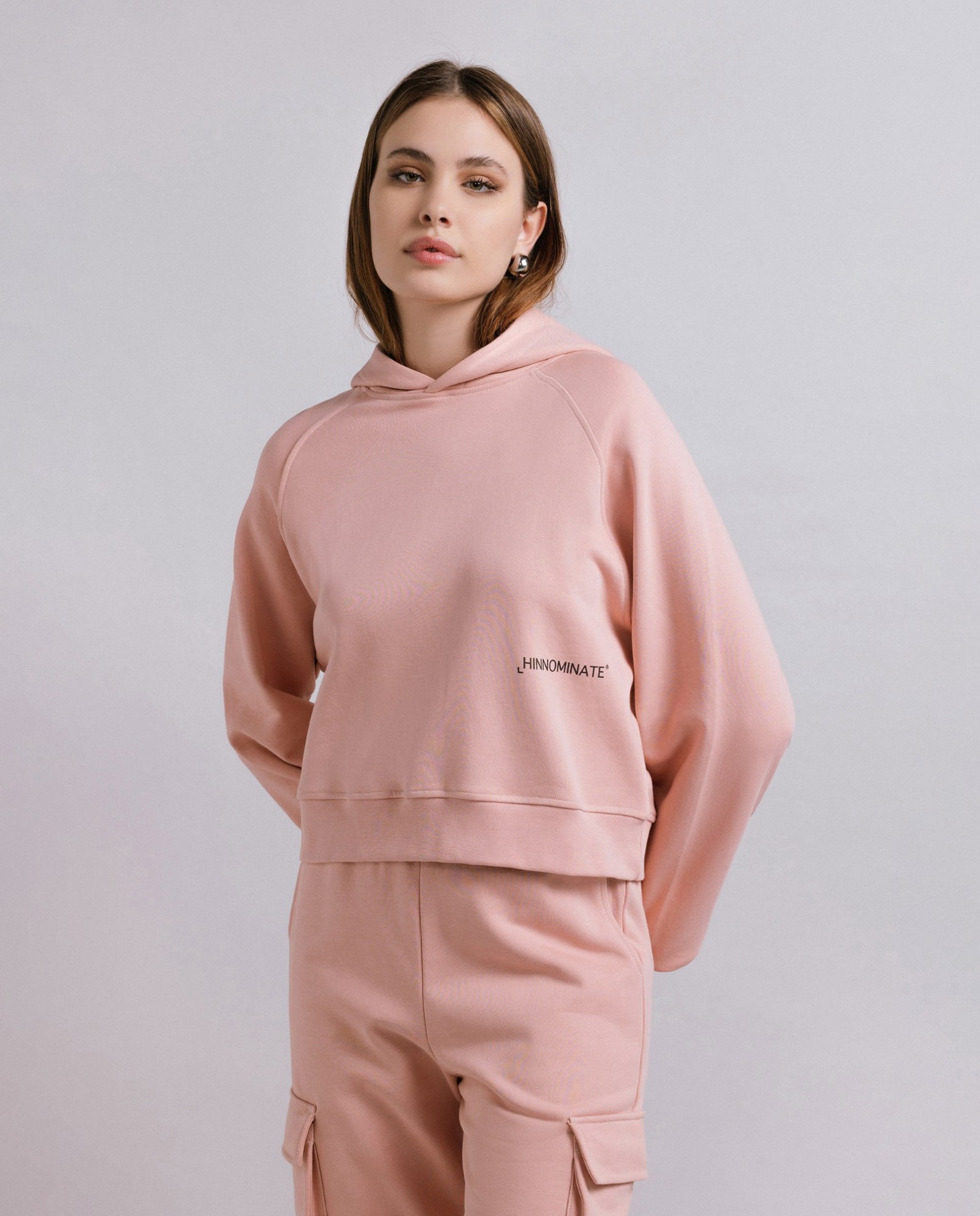 Picture of Box Hooded Sweatshirt With Print Old Rose