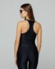 Crop Top con scollo all'americana in lycra lucida • Nero