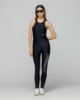 Crop Top con scollo all'americana in lycra lucida • Nero