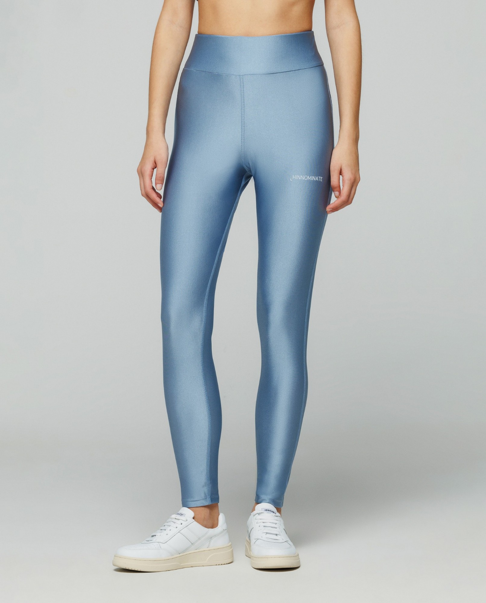Leggings in lycra lucida a vita alta con bottom up sul dietro • Azzurro polvere