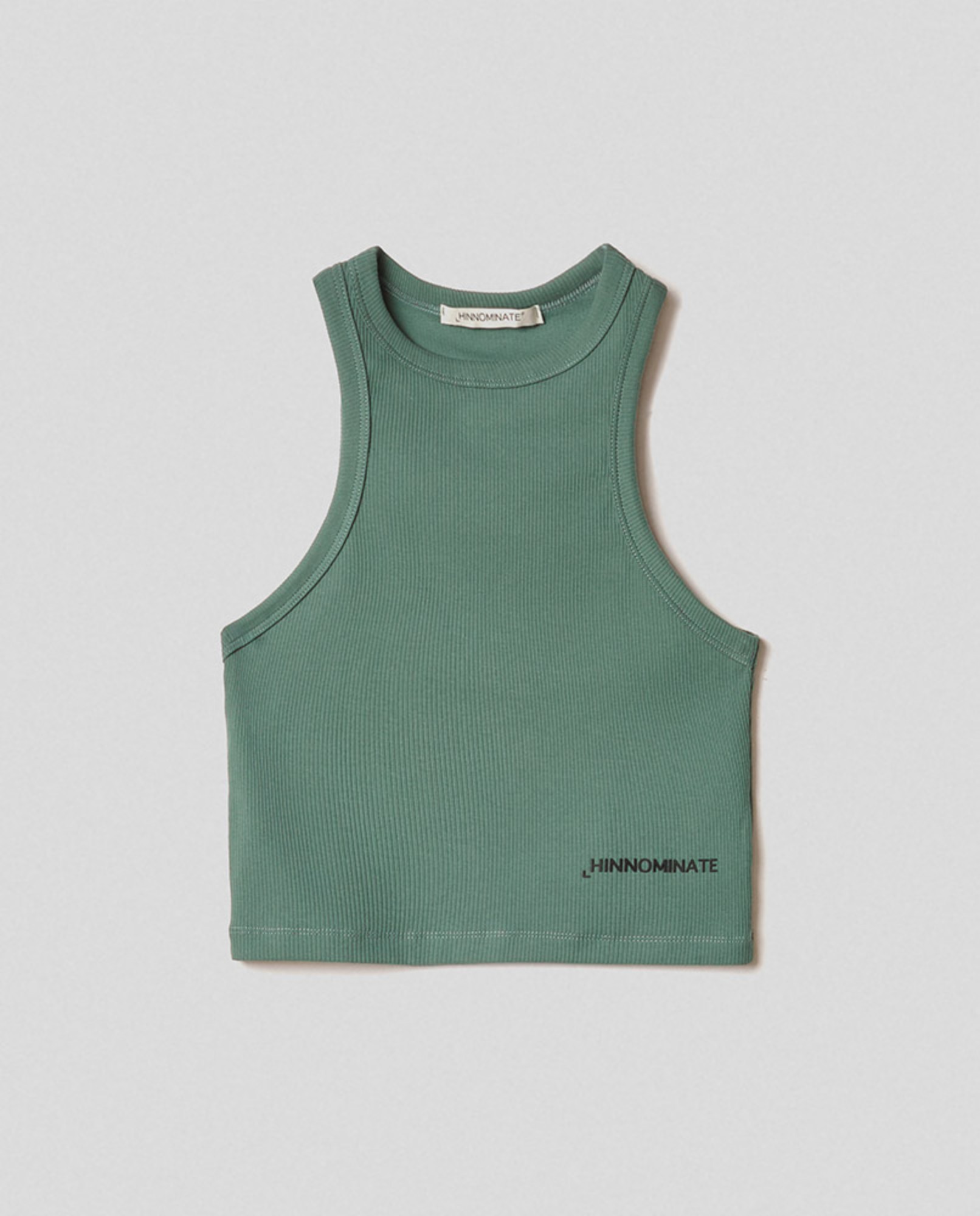 Crop top in costina con scollo all'americana • Muschio