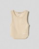 Crop top in costina con fondo stondato • Safari