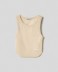 Crop top in costina con fondo stondato • Safari
