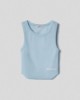 Crop top in costina con fondo stondato • Azzurro polvere