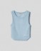 Crop top in costina con fondo stondato • Azzurro polvere