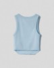 Crop top in costina con fondo stondato • Azzurro polvere