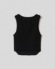 Crop top in costina con fondo stondato • Nero
