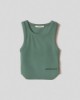 Crop top in costina con fondo stondato • Muschio