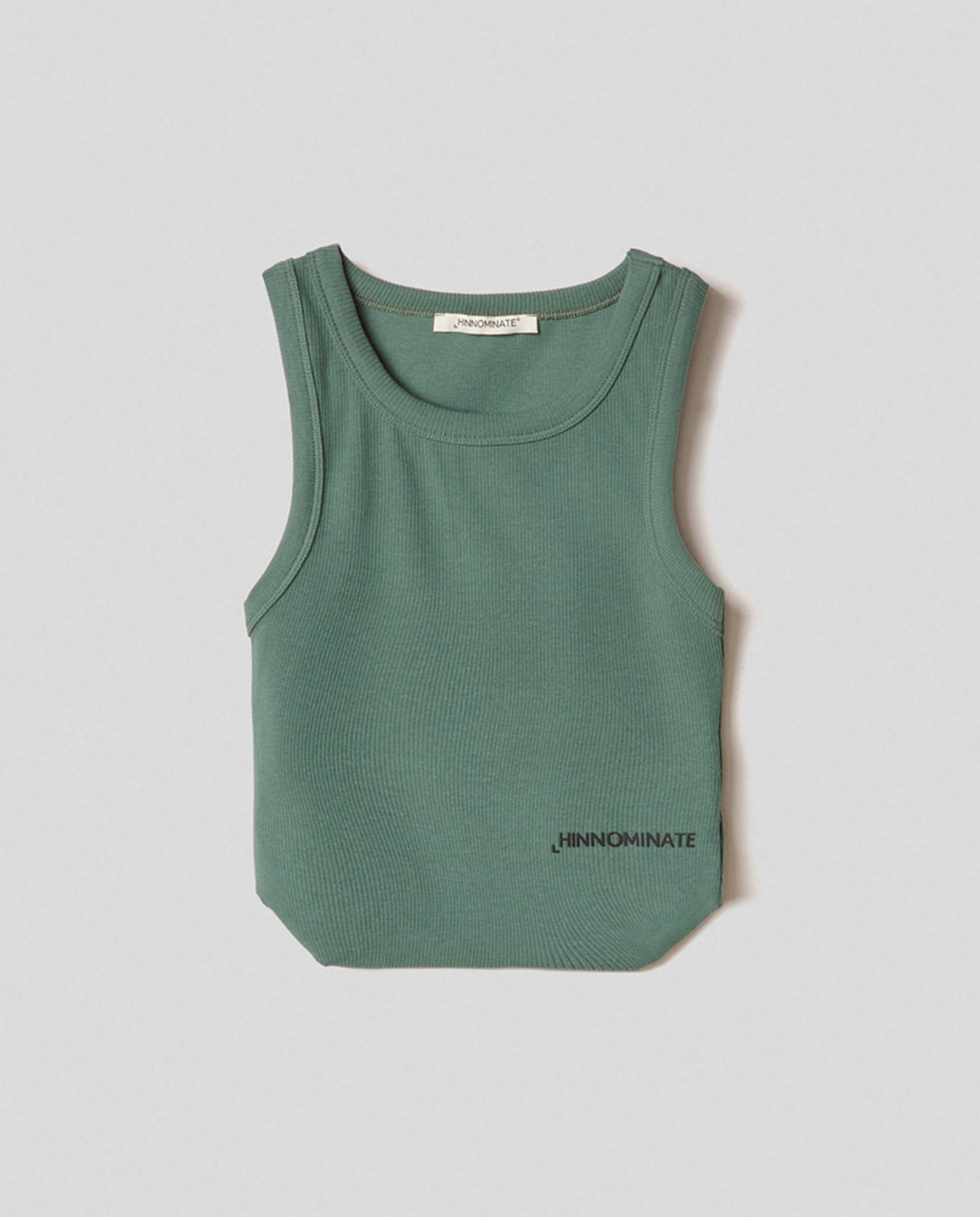 Crop top in costina con fondo stondato • Muschio
