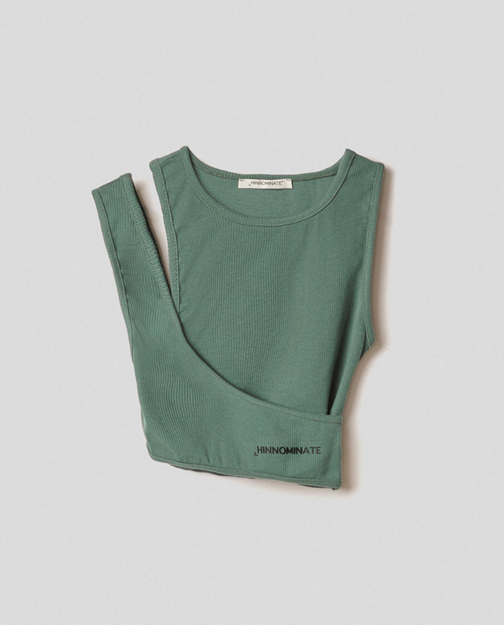 Crop top con incrocio sul davanti in costina • Muschio