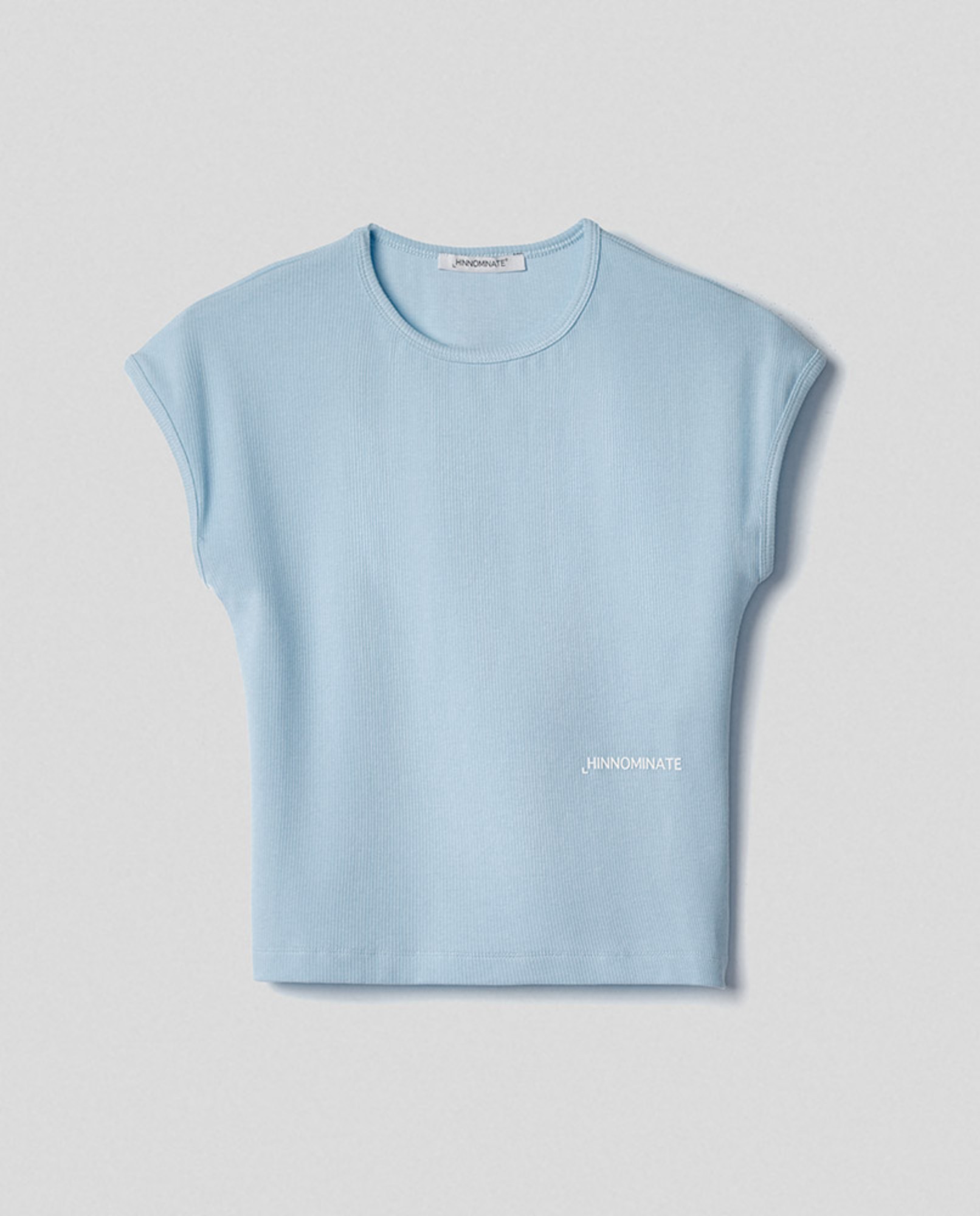 T-shirt mezza manica in costina • Azzurro polvere