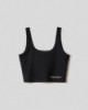 Top in lycra lucida con cucitura sotto al seno crop • Nero