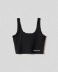 Top in lycra lucida con cucitura sotto al seno crop • Nero