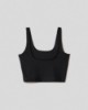 Top in lycra lucida con cucitura sotto al seno crop • Nero