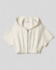 Felpa cappuccio mezza manica full zip in spugna logata • Off white