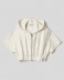 Felpa cappuccio mezza manica full zip in spugna logata • Off white