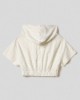 Felpa cappuccio mezza manica full zip in spugna logata • Off white