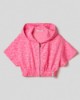 Felpa cappuccio mezza manica full zip in spugna logata • Sorbetto
