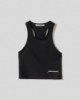 Crop Top con scollo all'americana in lycra lucida • Nero