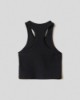 Crop Top con scollo all'americana in lycra lucida • Nero