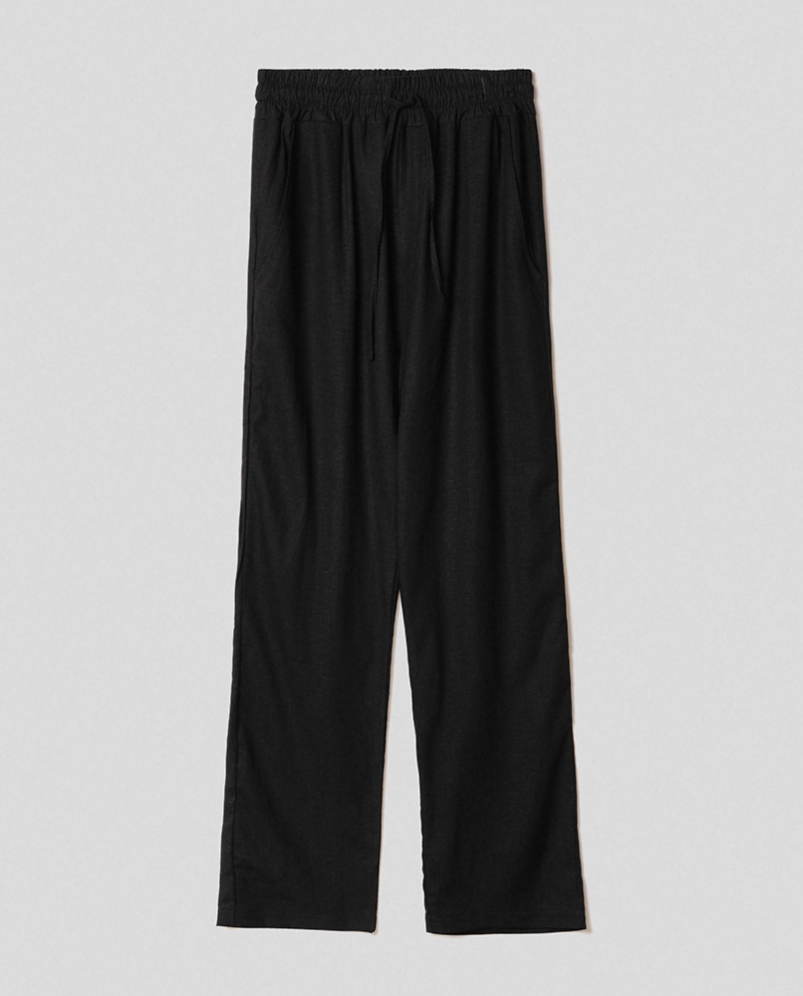 Pantalone in lino morbido con coulisse • Nero