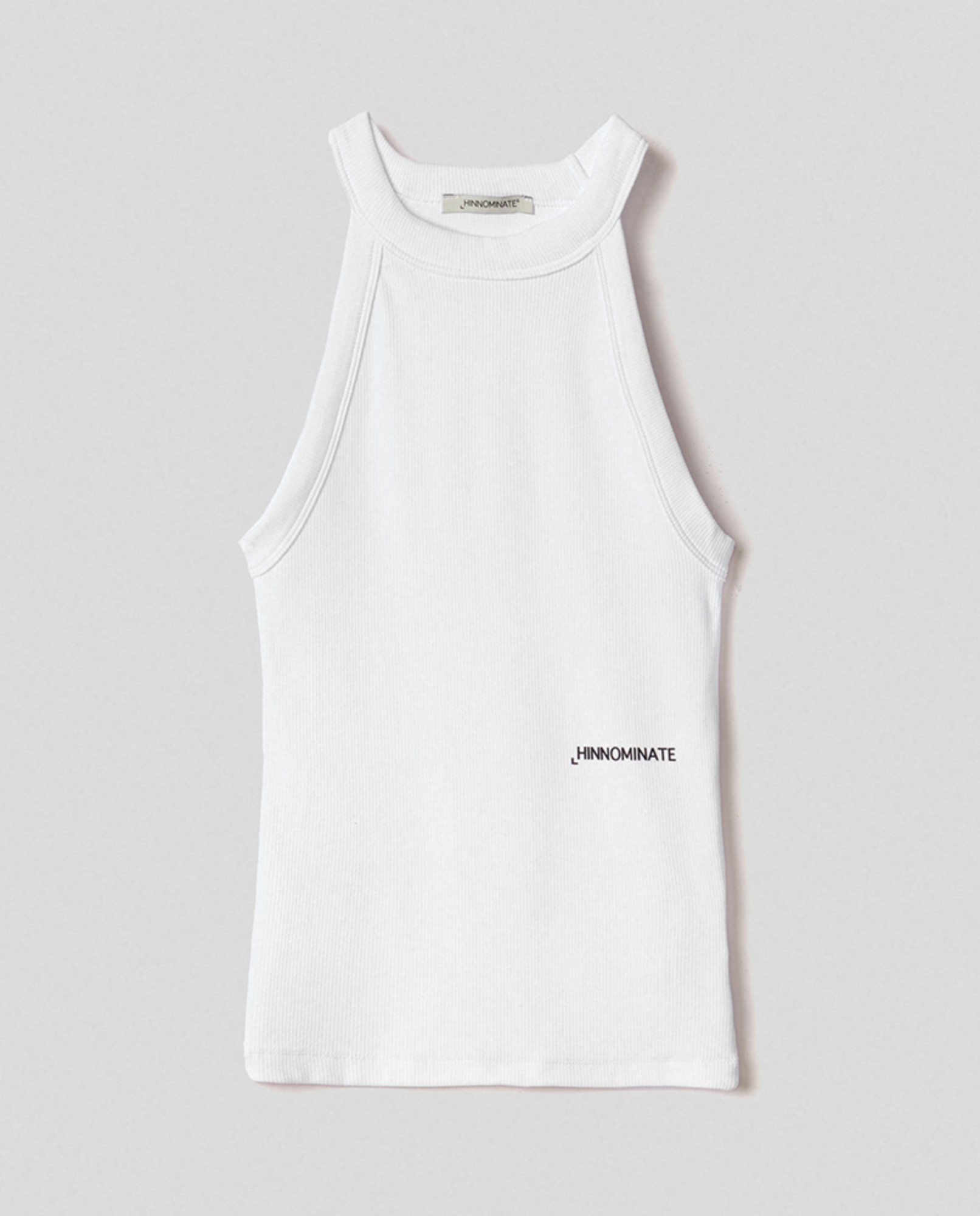 Top in costina con scollo all'americana • Bianco