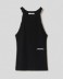 Top in costina con scollo all'americana • Nero