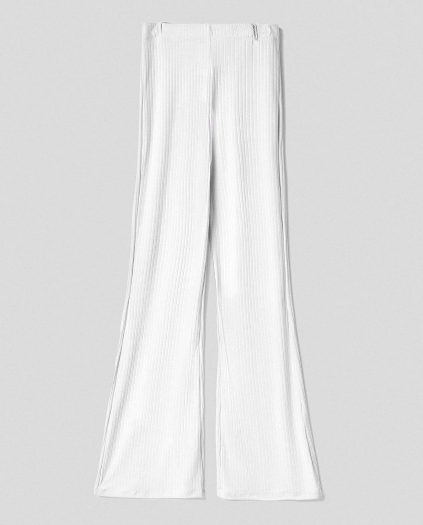 Pantalone a zampetta a vita alta in costina piatta • Bianco