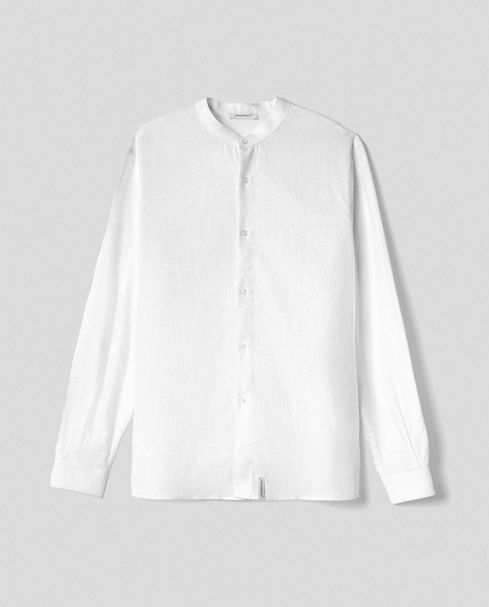 Camicia in lino con collo alla coreana • Bianco