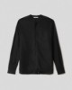 Camicia in lino con collo alla coreana • Nero