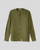 Camicia in lino con collo alla coreana • Muschio