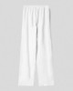 Pantalone largo dritto in lino con elastico e bottone in vita  • Bianco