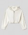 Felpa cappuccio full zip crop in modal • Off white