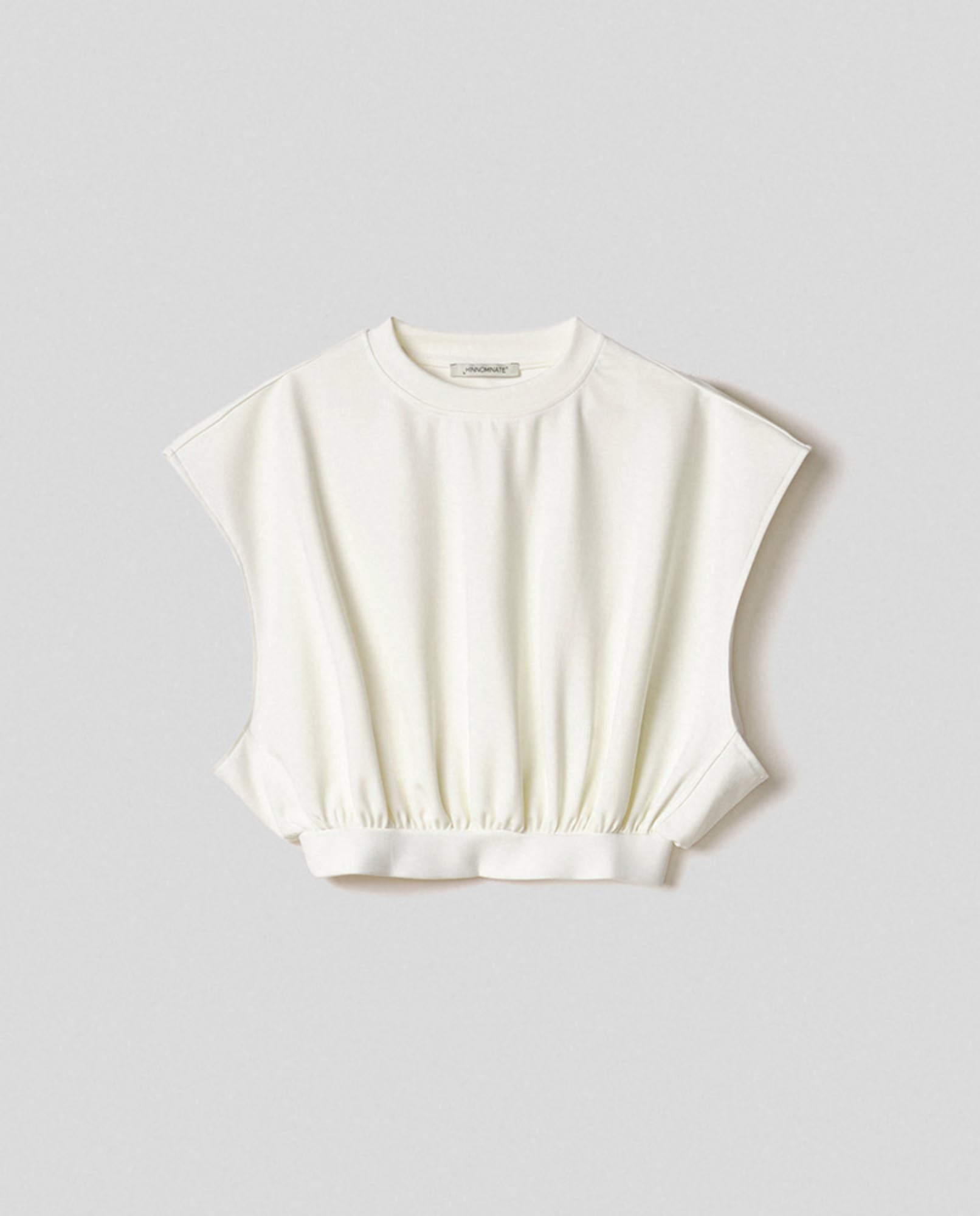 Felpa paricollo in modal smanicata corta con giro ampio • Off white