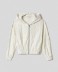 Felpa cappuccio full zip in spugna logata • Off white