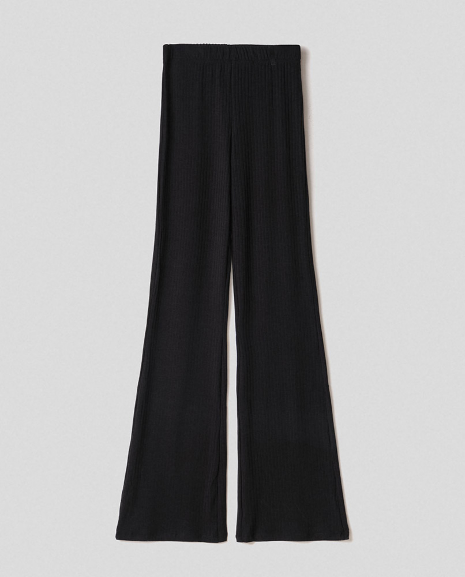 Pantalone a zampetta a vita alta in costina piatta • Nero