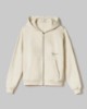 Felpa Cappuccio Basica Full Zip Con Marsupio • Bianco Burro