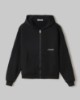 Felpa Cappuccio Basica Full Zip Con Marsupio • Nero