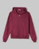 Felpa Cappuccio Basica Full Zip Con Marsupio • Bordeaux