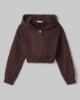 Felpa Cappuccio Full Zip Corta • Moro