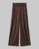 Pantalone In Twill Vita Alta Con Doppio Cinto • Moro