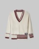 Maxi Maglia College Scollo A V In Maglieria Perlata • Bianco Burro